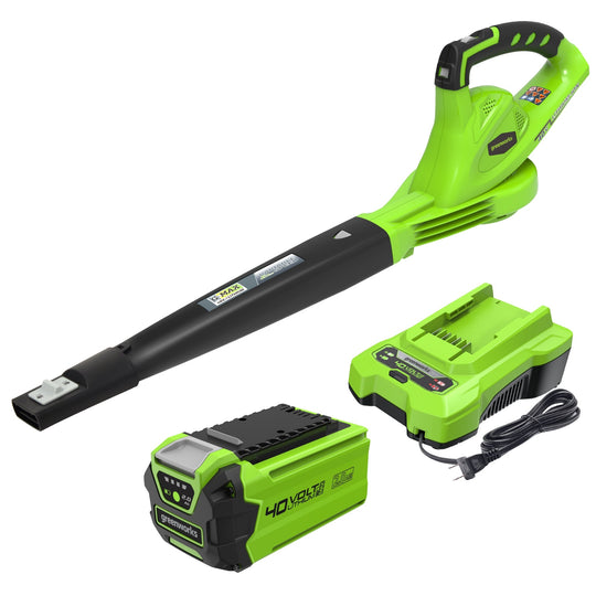 40V 135 CFM Cordless Battery Leaf Blower: 2.0 Ah Battery and Charger greenworkstools