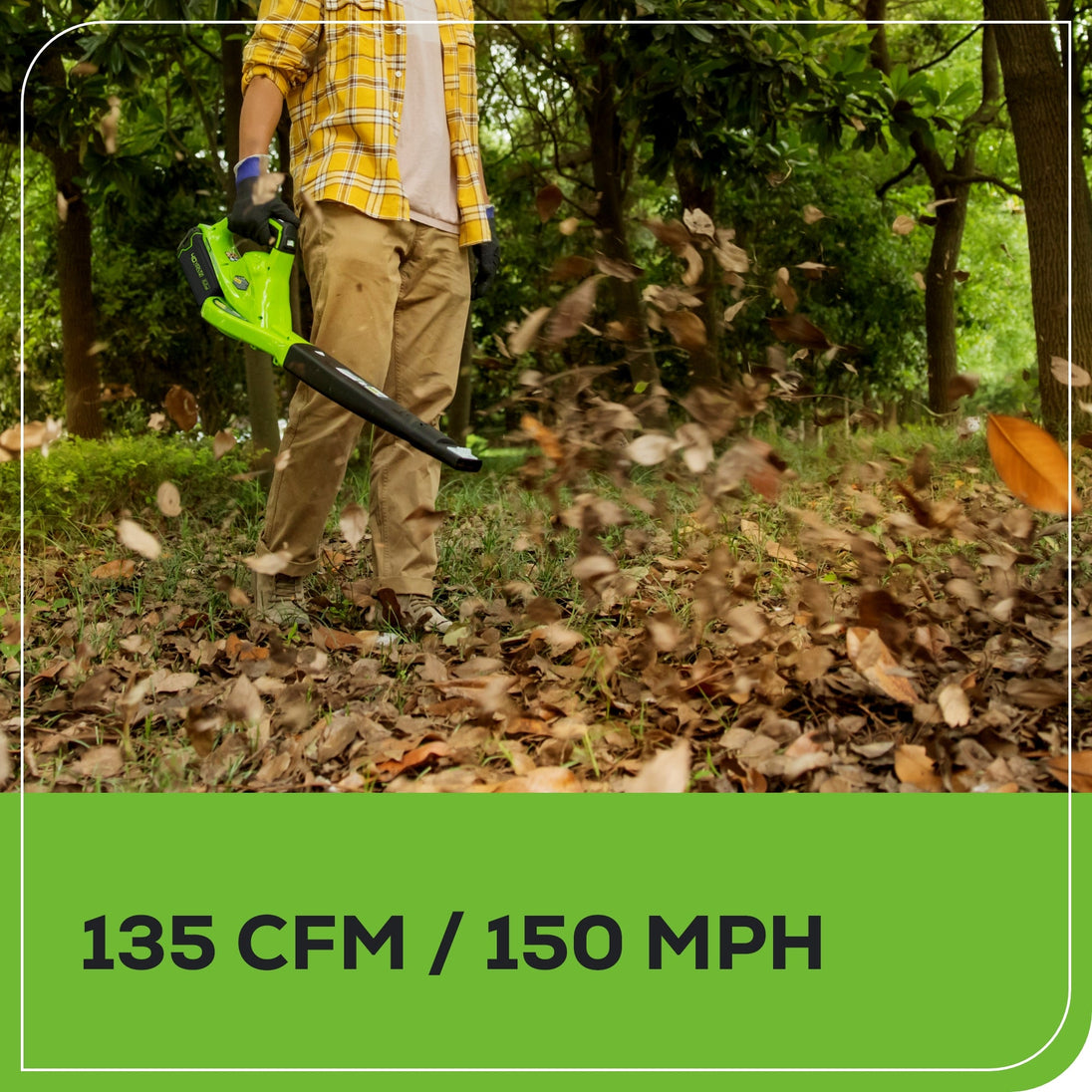 40V 135 CFM Cordless Battery Leaf Blower: 2.0 Ah Battery and Charger greenworkstools