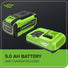40V 730 CFM Cordless Battery Leaf Blower: 5.0 Ah Battery and 5A Charger greenworkstools