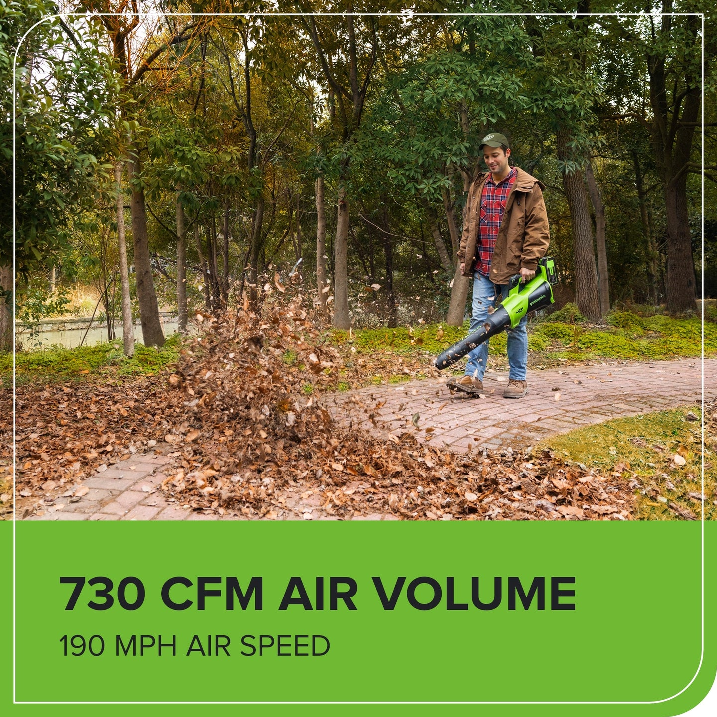 40V 730 CFM Cordless Battery Leaf Blower: 5.0 Ah Battery and 5A Charger greenworkstools