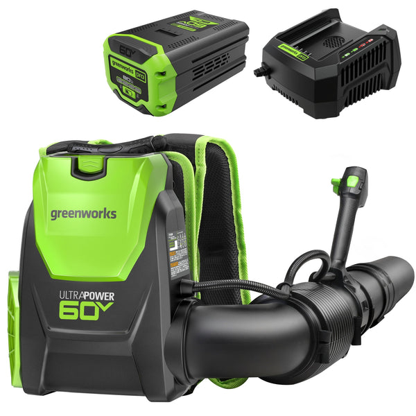 60V 730 CFM Cordless Battery Brushless Backpack Blower, 8.0 Ah Battery and Charger greenworkstools