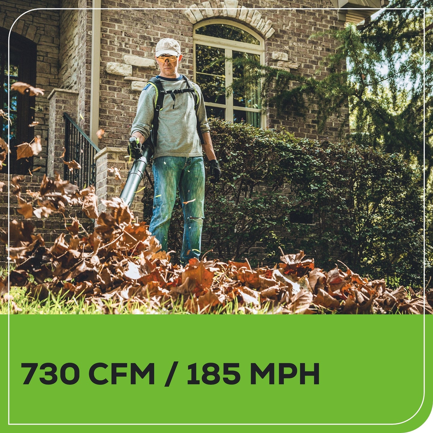 60V 730 CFM Cordless Battery Brushless Backpack Blower, 8.0 Ah Battery and Charger greenworkstools