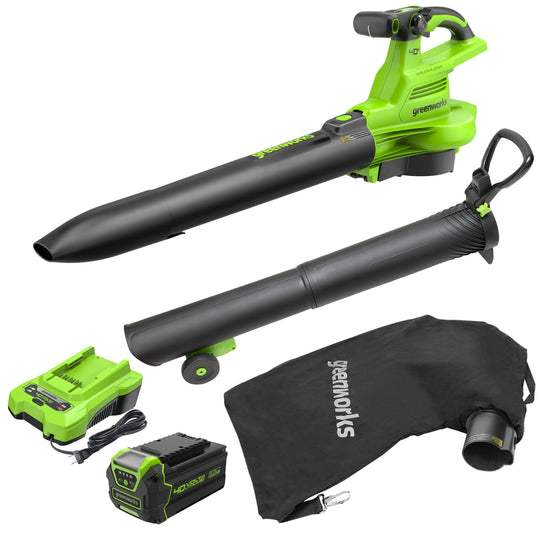 40V 505 CFM Cordless Battery Leaf Blower/Vacuum: 5.0 Ah Battery and Charger greenworkstools