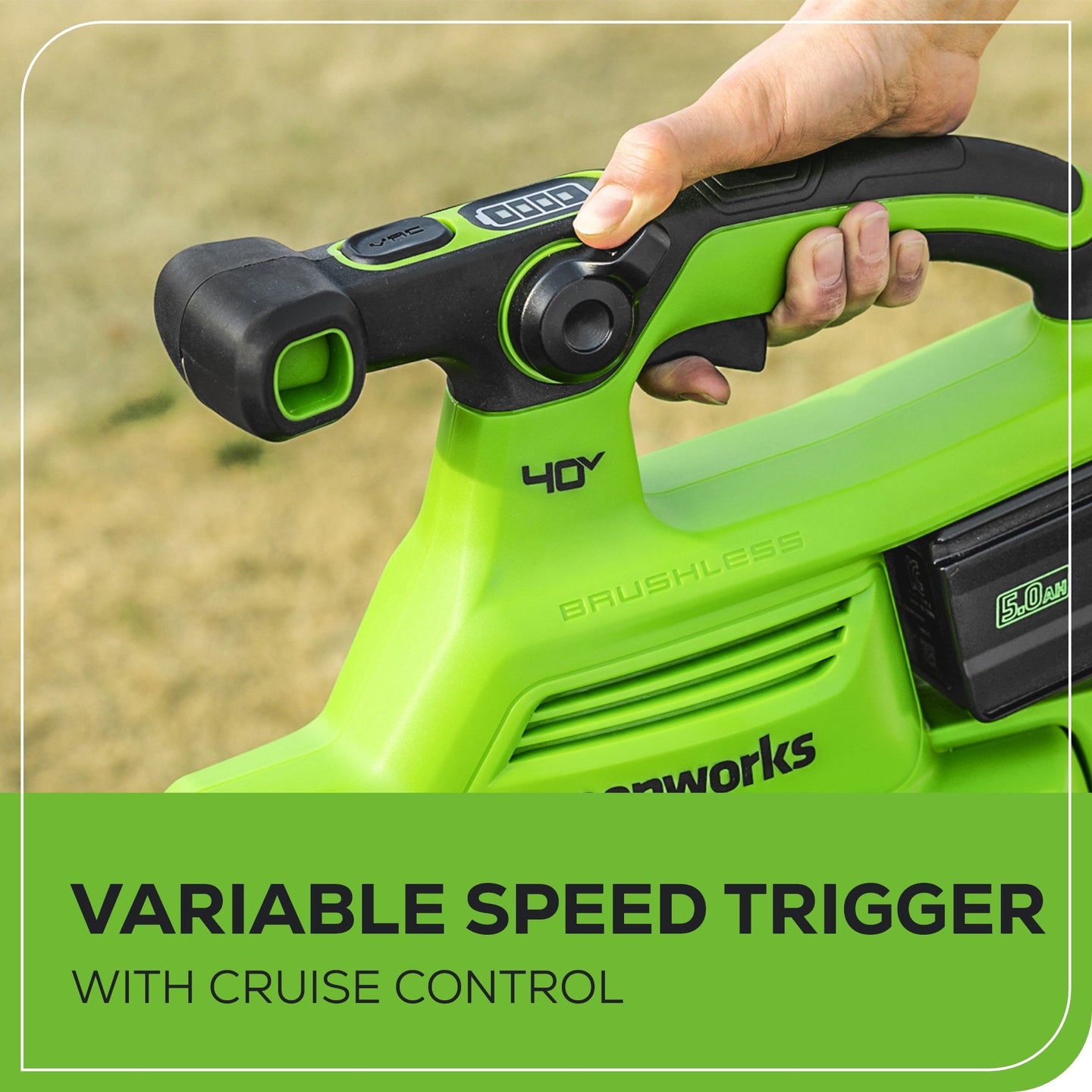 40V 505 CFM Cordless Battery Leaf Blower/Vacuum: 5.0 Ah Battery and Charger greenworkstools