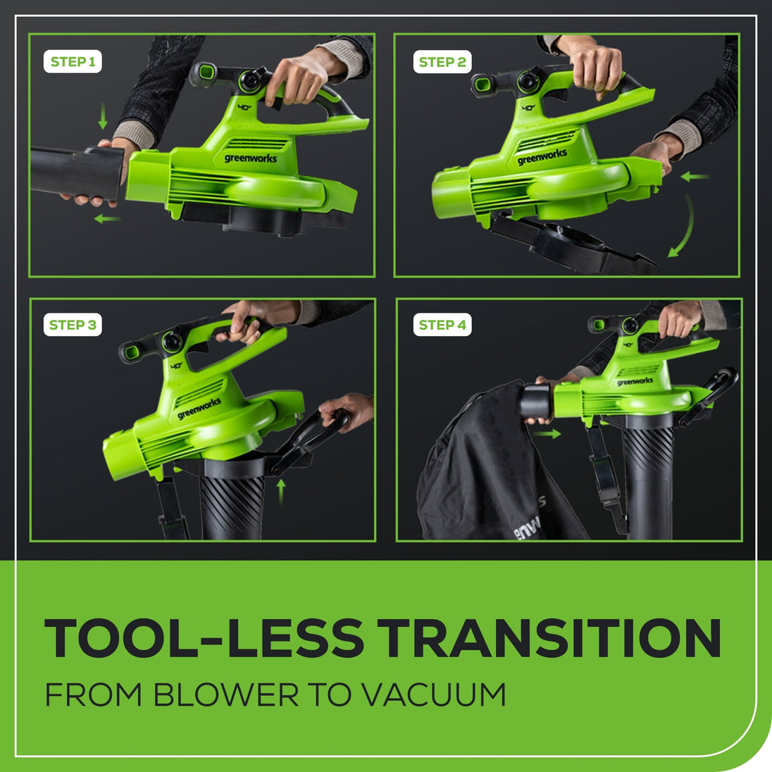 40V 505 CFM Cordless Battery Leaf Blower/Vacuum: 5.0 Ah Battery and Charger greenworkstools