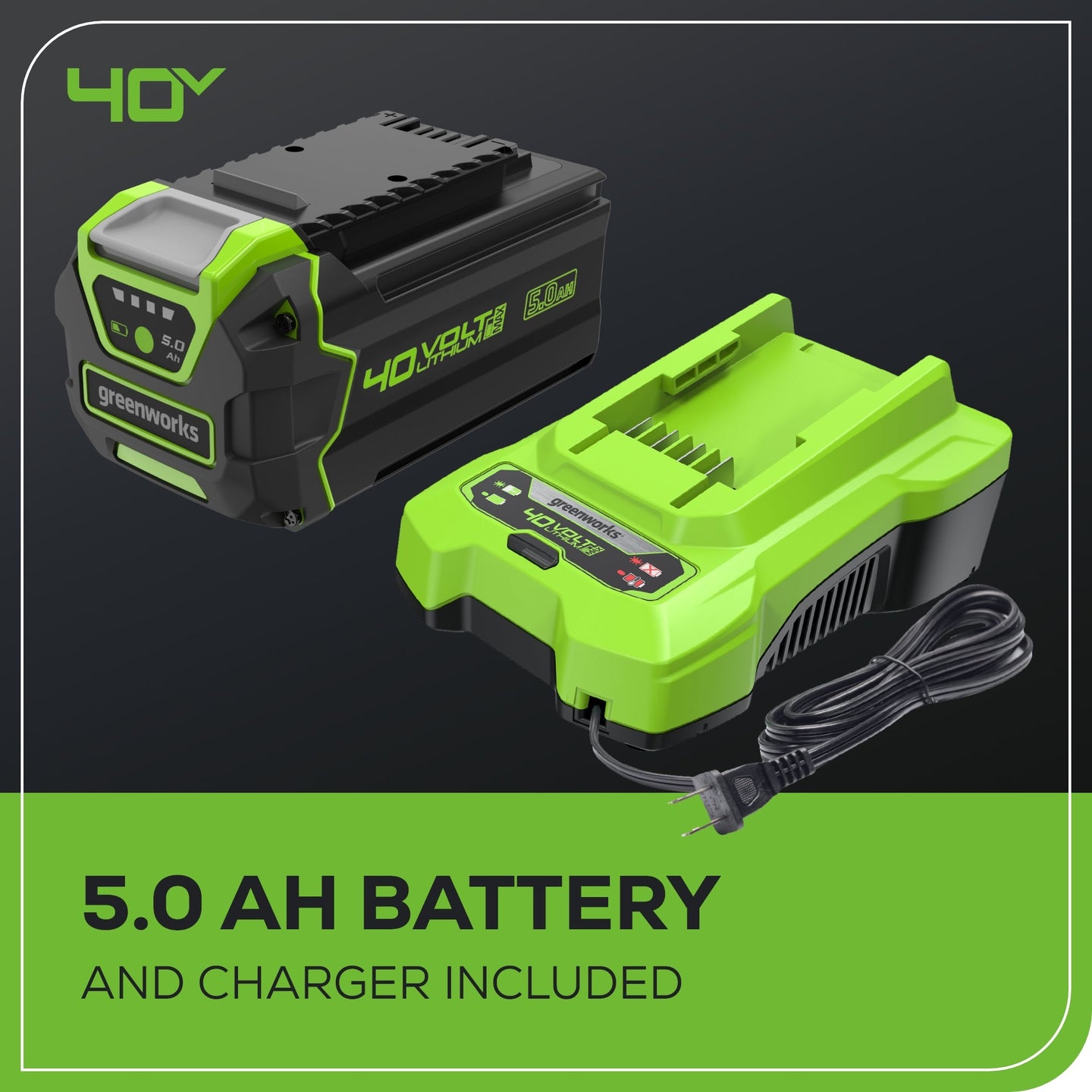 40V 505 CFM Cordless Battery Leaf Blower/Vacuum: 5.0 Ah Battery and Charger greenworkstools