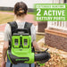 40V 710 CFM Cordless Battery Dual-Port Backpack Blower: (2) 8.0 Ah Battery and Charger greenworkstools