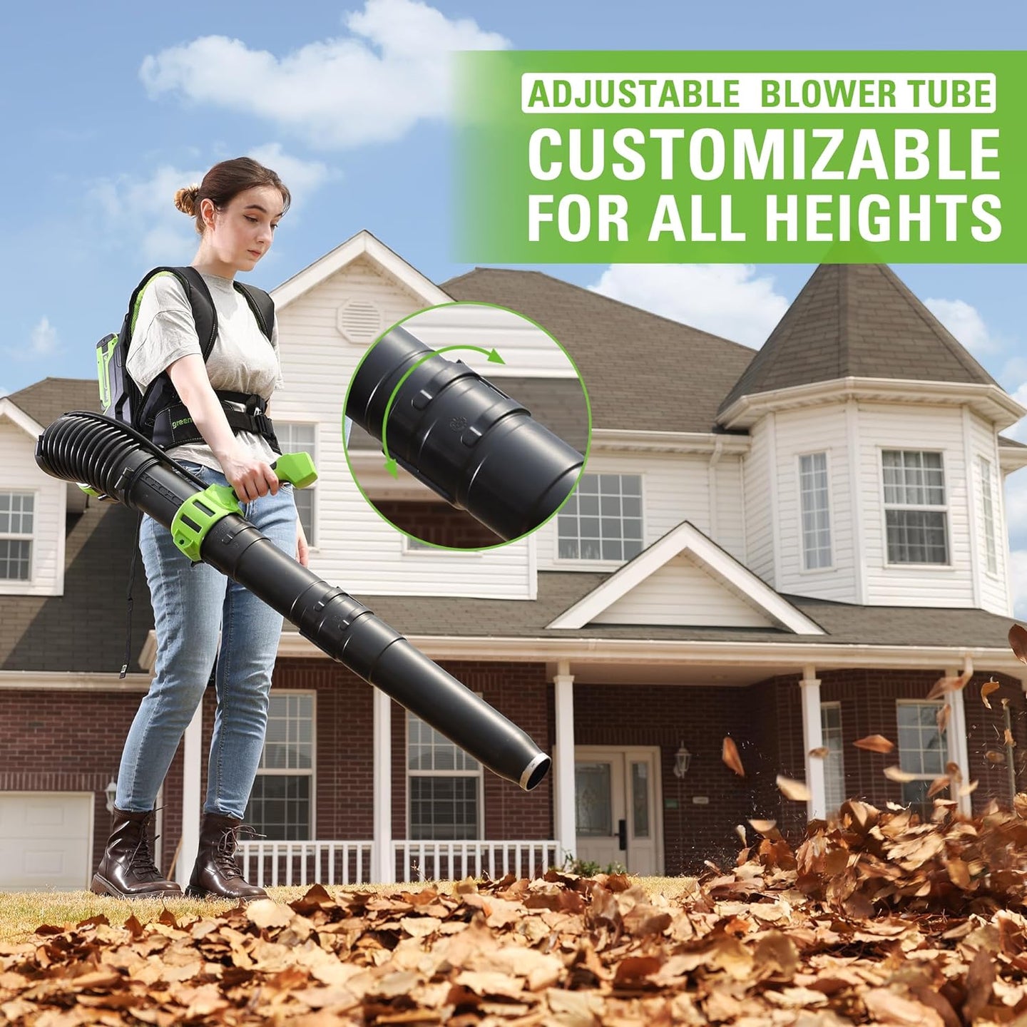 40V 710 CFM Cordless Battery Dual-Port Backpack Blower: (2) 5.0Ah Battery and Charger greenworkstools