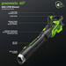 60V 660 CFM Cordless Battery Brushless Leaf Blower: 2.5 Ah Battery and Charger greenworkstools