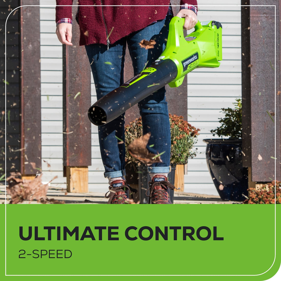 40V 350 CFM Cordless Battery Leaf Blower: 2.0 Ah Battery and Charger greenworkstools