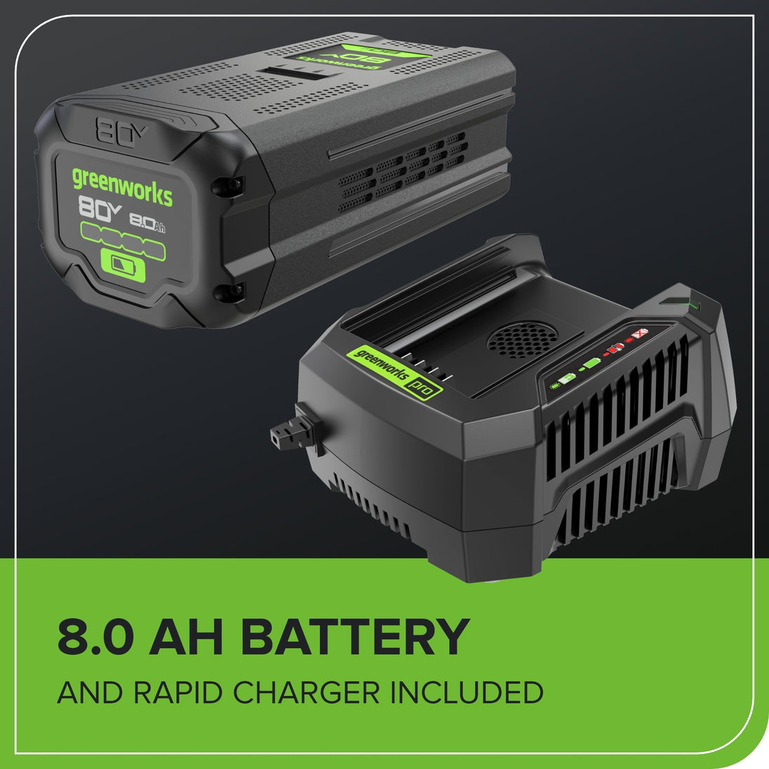 80V 750 CFM Cordless Battery Single Port Backpack Blower, 8Ah Battery and 6A Charger Greenworks