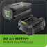 80V 750 CFM Cordless Battery Single Port Backpack Blower, 8Ah Battery and 6A Charger Greenworks