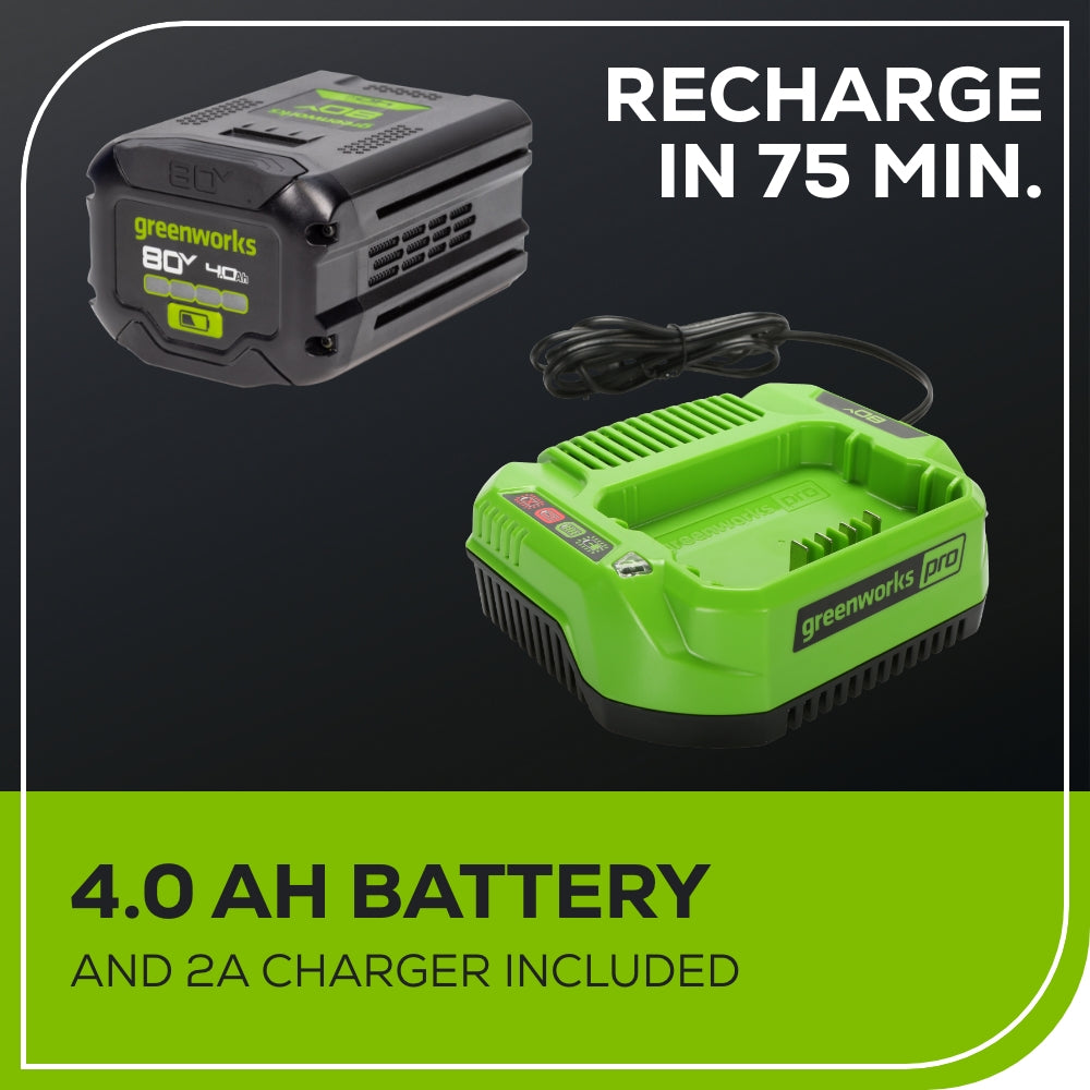 OPEN BOX 80V 800CFM Cordless Battery Leaf Blower, 4Ah Battery and Charger Greenworks
