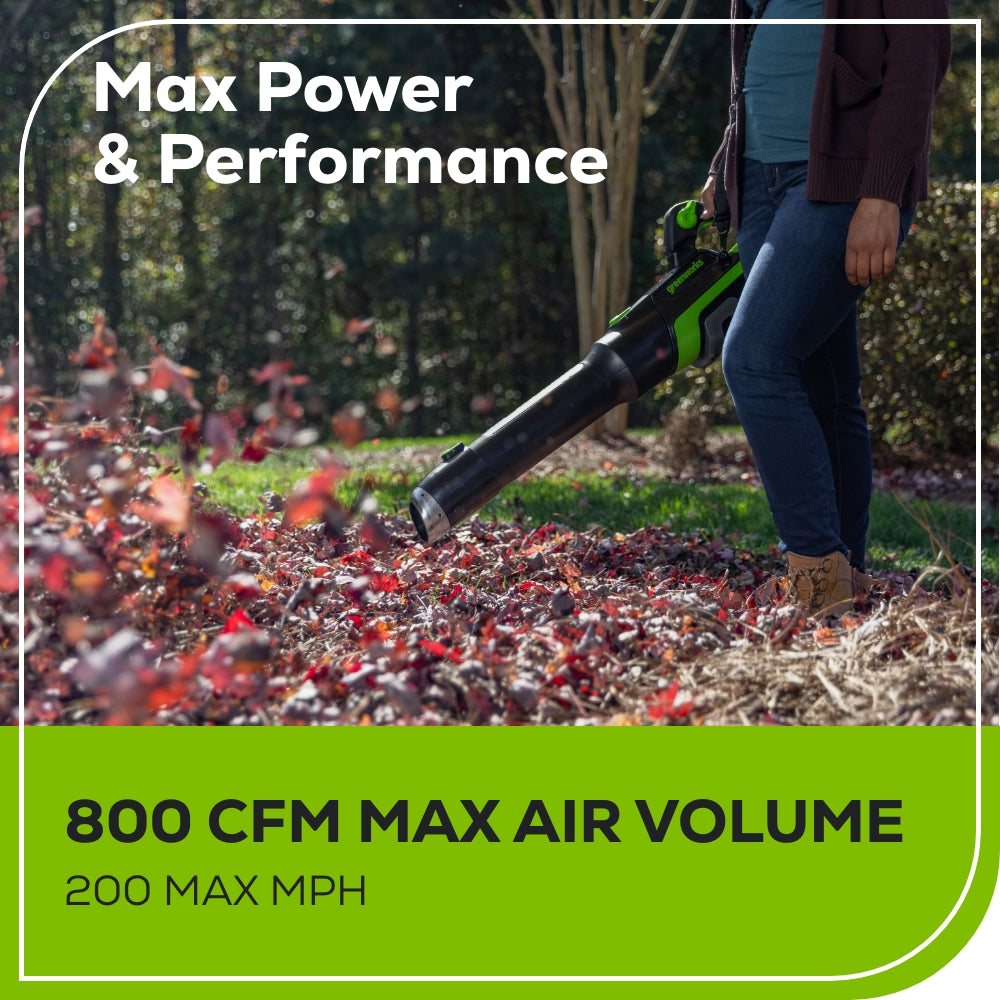 OPEN BOX 80V 800CFM Cordless Battery Leaf Blower, 4Ah Battery and Charger Greenworks