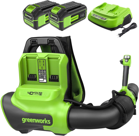 40V 710 CFM Cordless Battery Dual-Port Backpack Blower: (2) 5.0Ah Battery and Charger greenworkstools