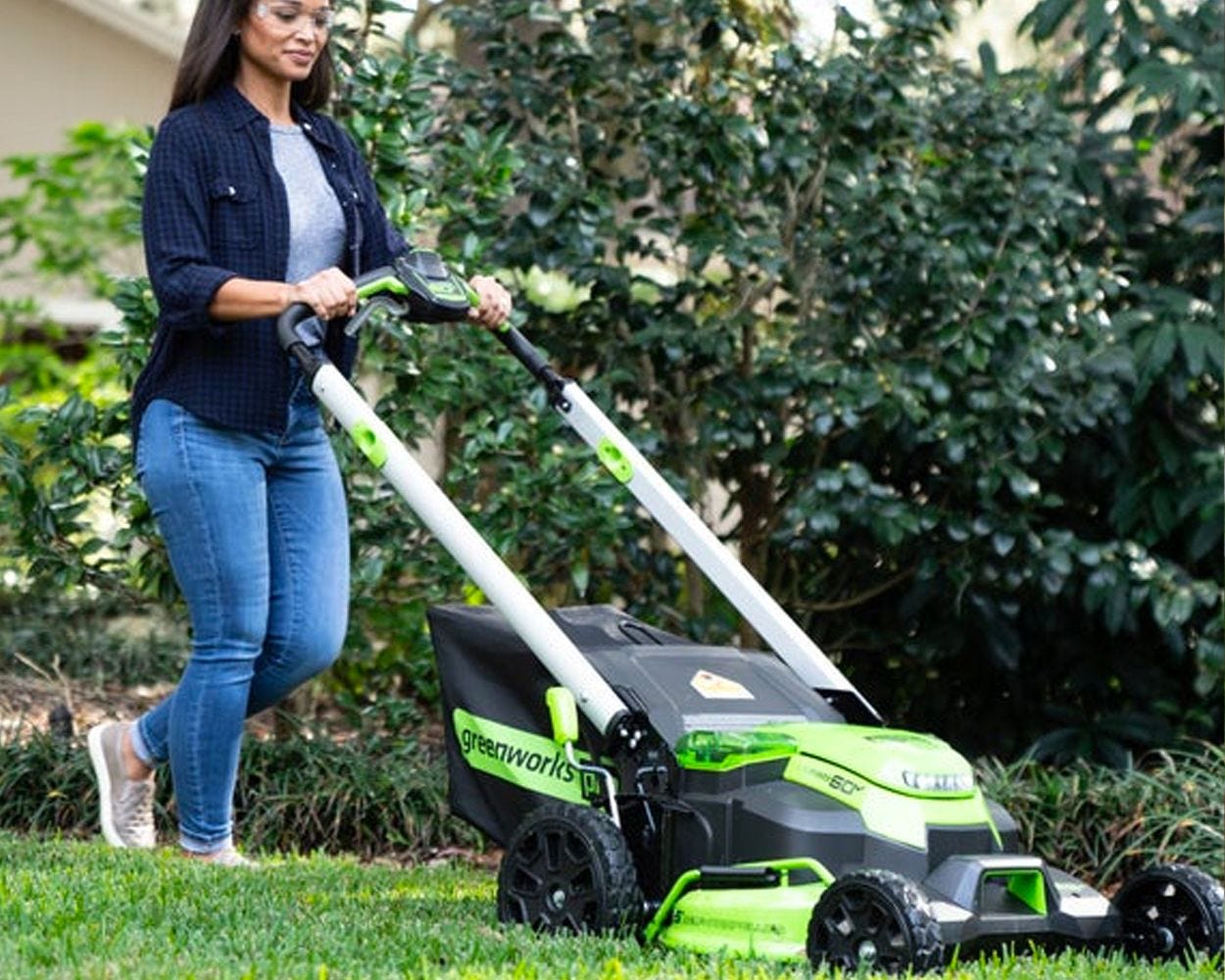 60V 25" Cordless Battery Self-Propelled Mower Combo Kit, Blower: (2) 4.0 Ah Batteries and Dual-Port Charger greenworkstools