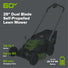 60V 25" Self-Propelled Lawn Mower 4-pc Combo Kit: (2) 4.0 Ah Batteries and Dual-Port Charger greenworkstools