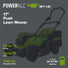 48V (24V x 2) 17" Push Cordless Lawn Mower, 320CFM Leaf Blower and 12" String Trimmer Combo Kit: (2) 4.0 Ah USB Batteries greenworkstools