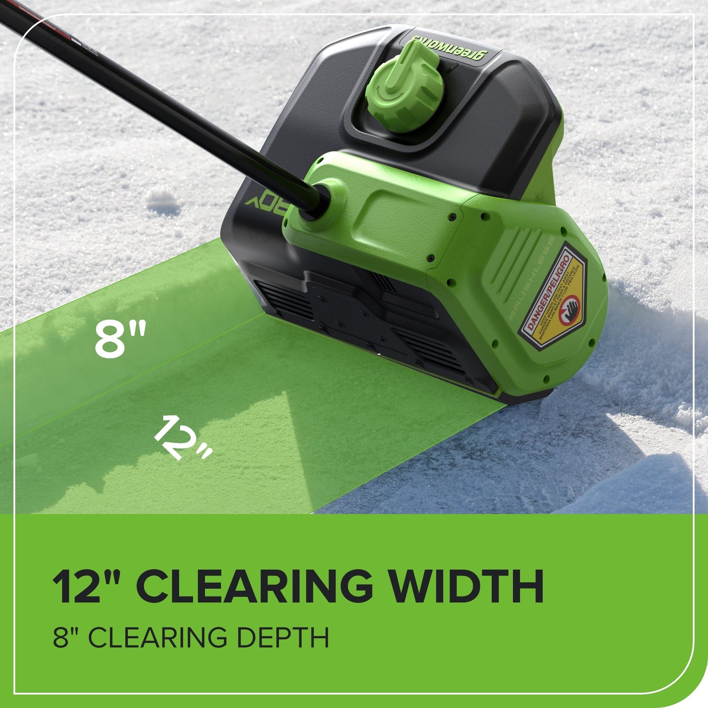 80V 12" Cordless Battery LED Snow Shovel, Directional Vanes (Tool Only) greenworkstools