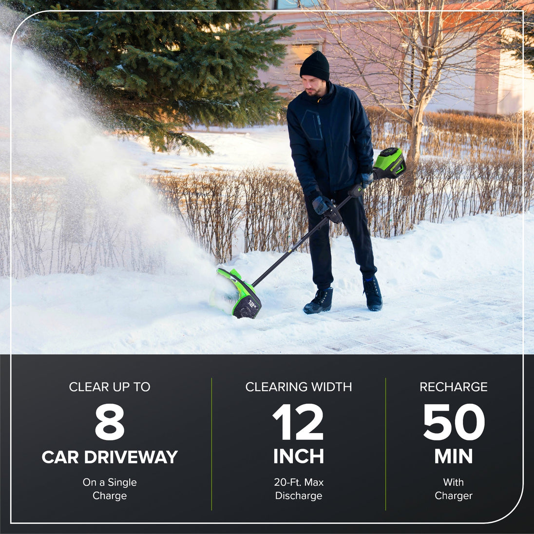 80V 12" Cordless Battery LED Snow Shovel, Directional Vanes (Tool Only) greenworkstools