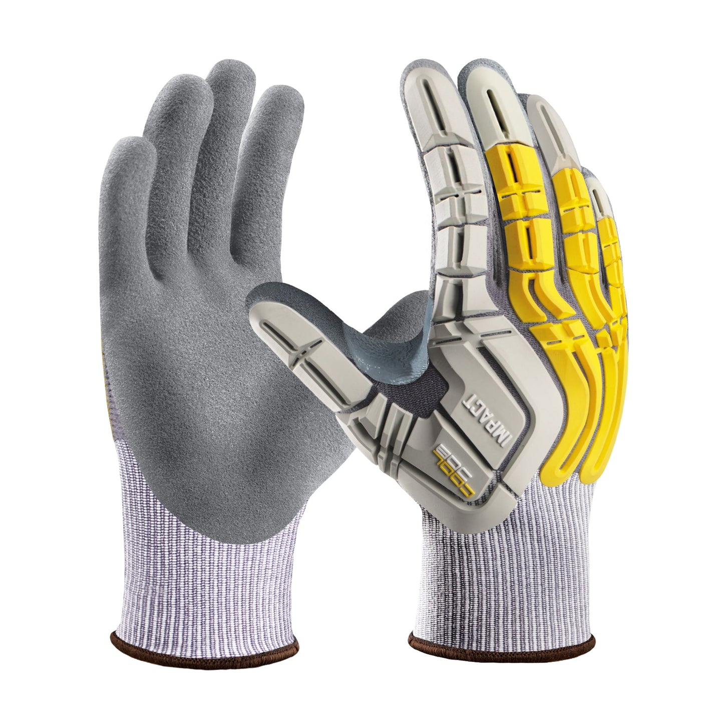 COOLJOB TPR Impact Resistant Safety Work Gloves with Grip ( Blue, Yellow ) COOLJOB