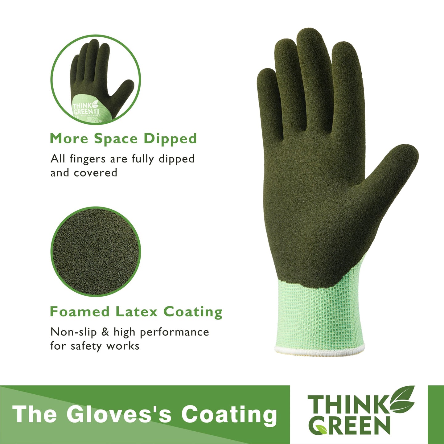 COOLJOB Think Green Thick Fleece Lined Winter Thermal Warm Freezer Work Gloves, Non-Slip Grip COOLJOB