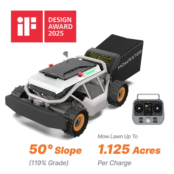 Mowrator S1 21" Leaf & Lawn 4WD 119% Slope (50°) Remote Control Mower Grip Tread Tire Edition MOWRATOR