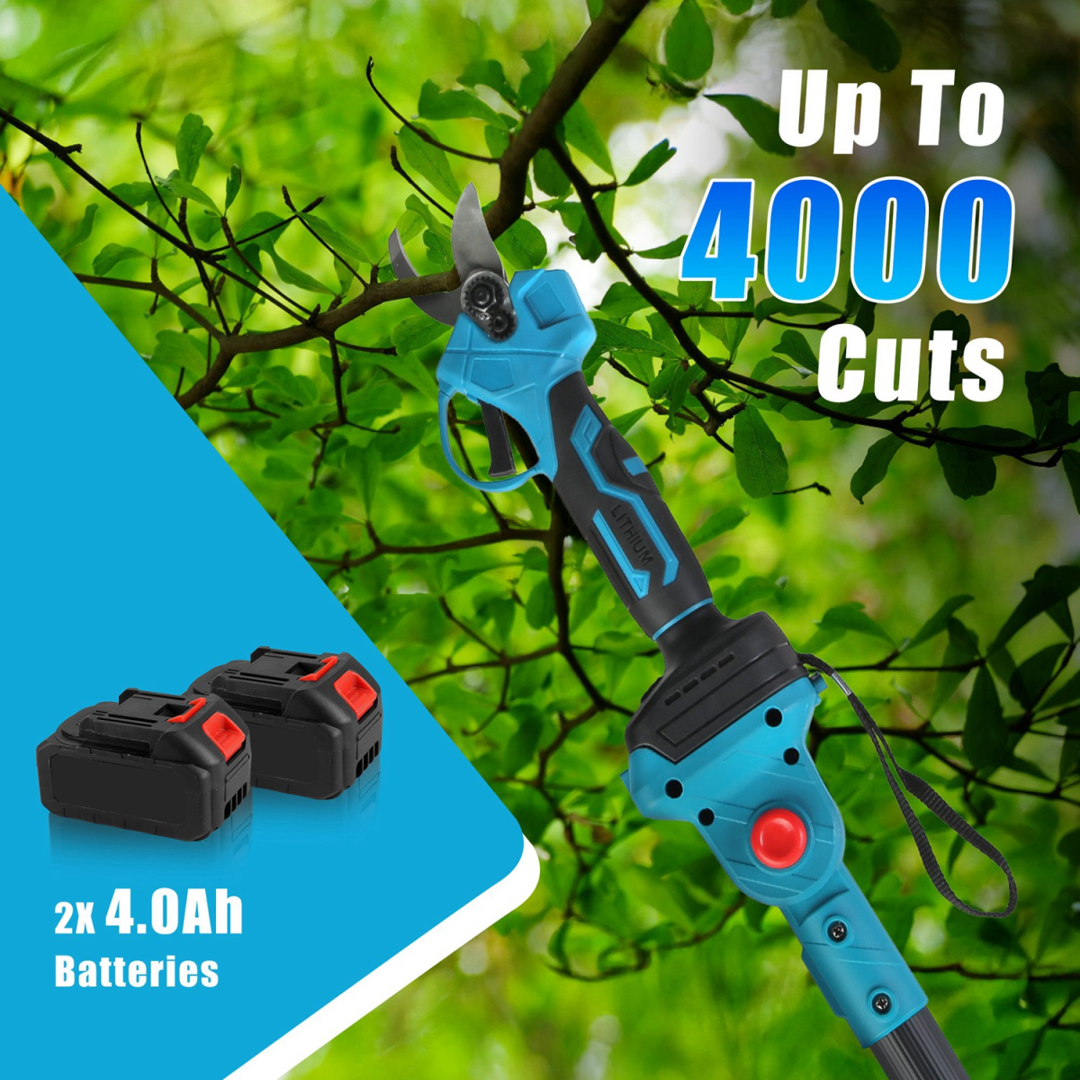 2-in-1 Electric Pruning Shear with Pole - 850W Brushless Motor, 200min Run Time, 4.5-6.3ft Extension for Perfect for Hedges, Trees, and Gardens N/A