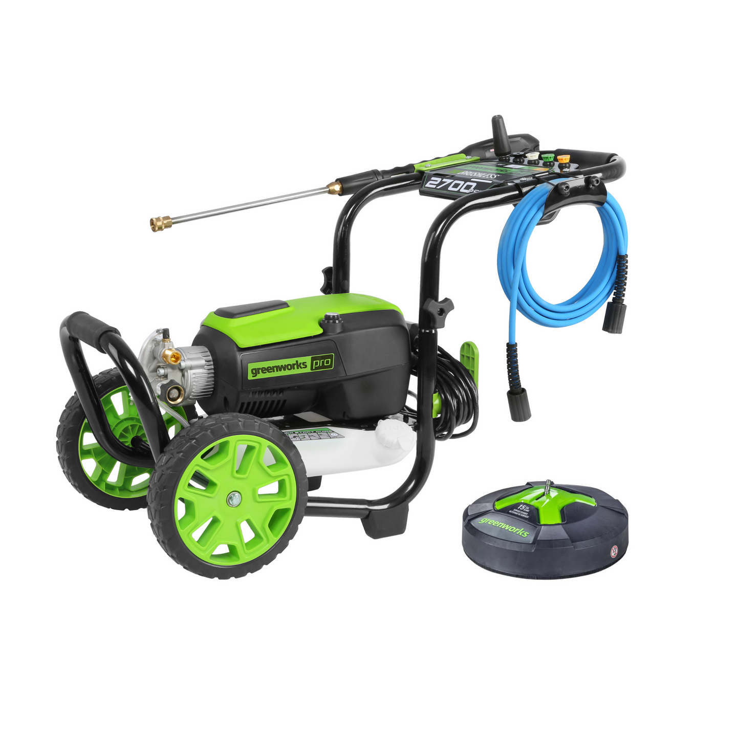 2700 PSI Pressure Washer, 15" Surface Cleaner and Extension Combo Kit greenworkstools