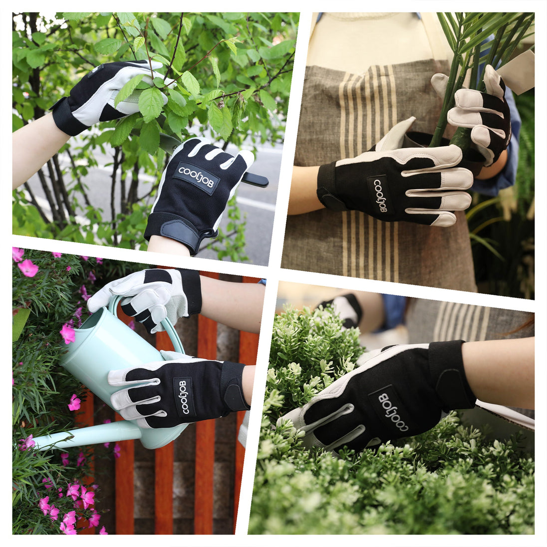 COOLJOB Goatskin Leather Work Gloves with Grip, Thorn Proof, Heat & Puncture Resistant COOLJOB