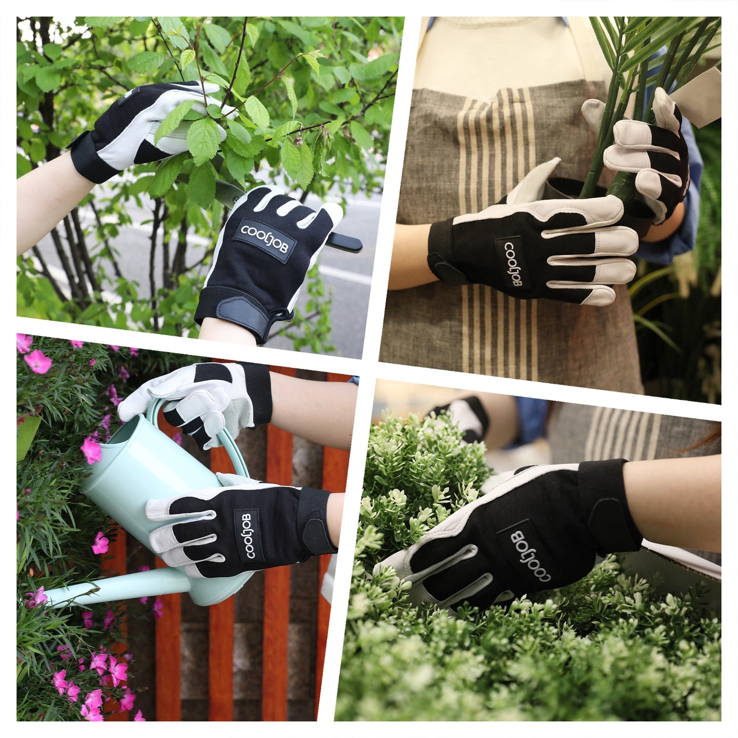 COOLJOB Goatskin Leather Work Gloves with Grip, Thorn Proof, Heat & Puncture Resistant COOLJOB