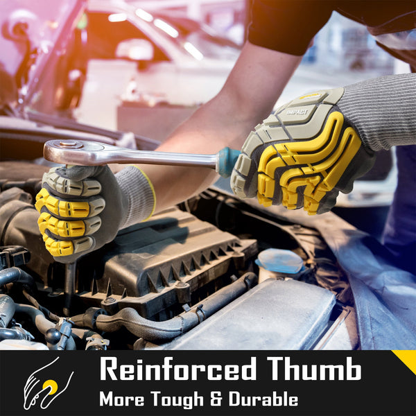 COOLJOB TPR Impact Resistant Safety Work Gloves with Grip ( Blue, Yellow ) COOLJOB