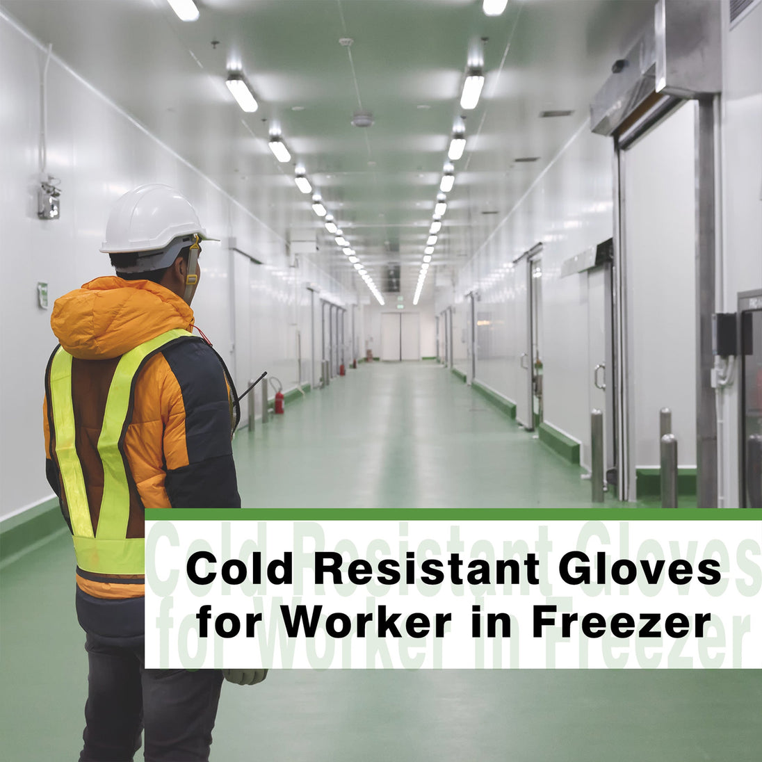 COOLJOB Think Green Thick Fleece Lined Winter Thermal Warm Freezer Work Gloves, Non-Slip Grip COOLJOB