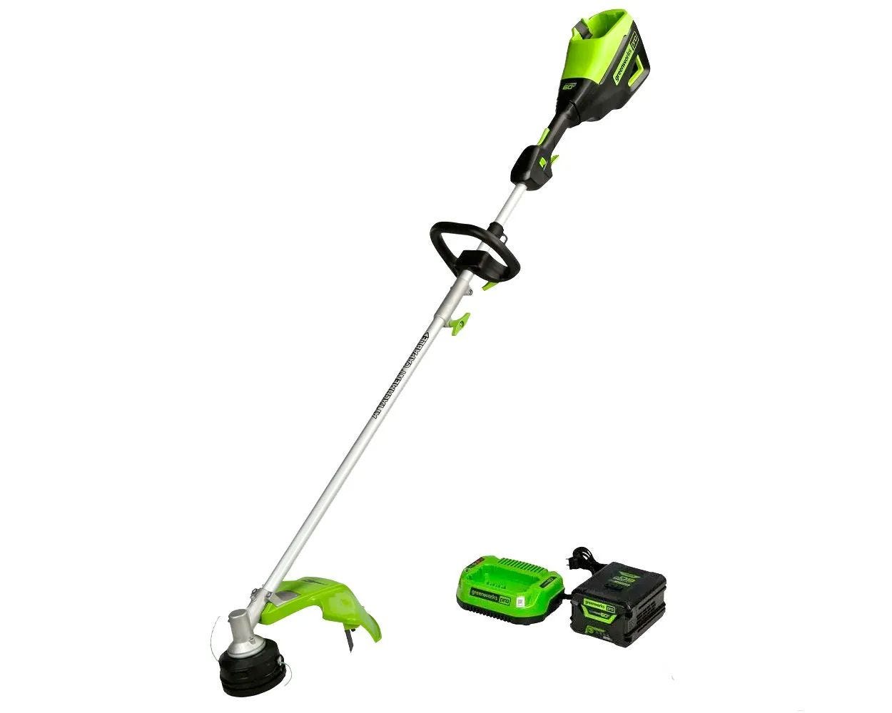 60V 16" Cordless Battery String Trimmer (Attachment Capable) and 8" Edger Attachment Combo Kit: 4.0 Ah Battery and Charger greenworkstools