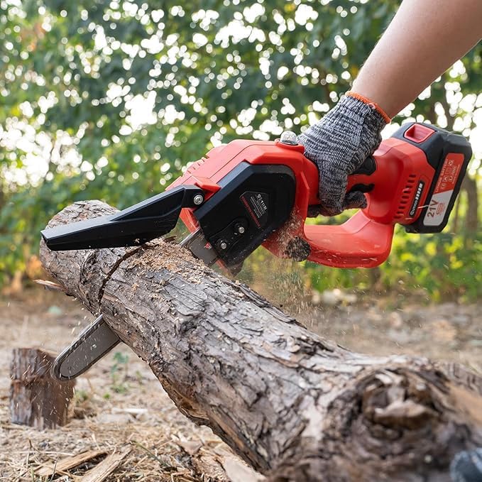 Mini Chainsaw with Battery, 8 inch Electric Chainsaw with 2 * 21V Batteries, Small Chain Saw with Safety Lock and Strong Motor for Tree Trimming, Mini Cordless Electric Chainsaw 800 W Yourfpv.net