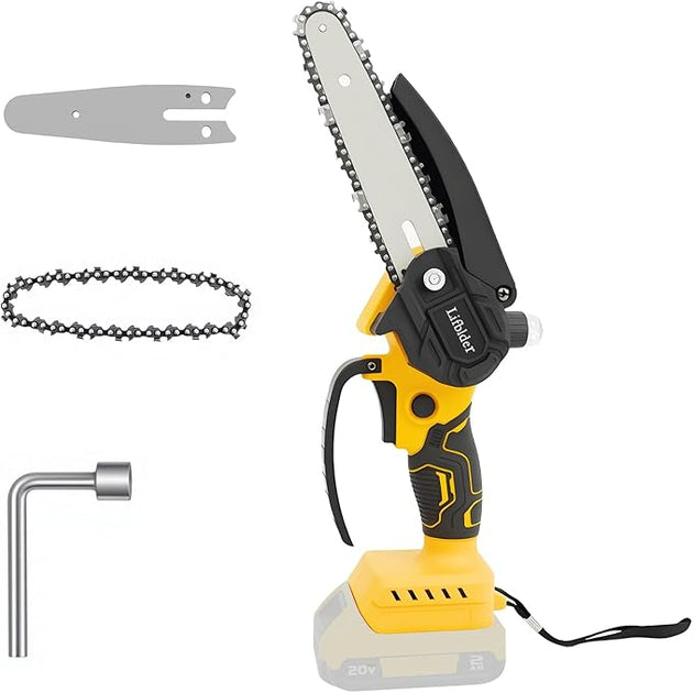 Mini Chainsaw Cordless Fit for DeWalt Battery 20V, 6-Inch & 4-Inch 2-in-1 Electric Chainsaw with Auto Oiling, 5m/s Chain Speed & Safety Lock, Lightweight for Branch Pruning, Tree Trimming (NO Battery) Yourfpv.net