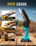 Mini Chainsaw Cordless 6-inch, NEOTEC Handheld Electric Chainsaw 4000mAh Battery Powered with Dual Security Lock, Mini Chain Saw for Tree Trimming Wood Cutting (2 Batteries+3 Chains+2 Bars) NEOTEC