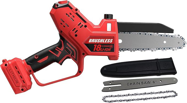 Mini Chainsaw for Milwaukee M18 Battery, Auto-Oiler, 8-Inch and 6-Inch 2-IN-1 Brushless Cordless Pruning Chainsaw, Battery Powered Mini Chainsaw for Wood Cutting, Tree Trimming (only tool) BITOON