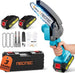 Mini Chainsaw Cordless 6-inch, NEOTEC Handheld Electric Chainsaw 4000mAh Battery Powered with Dual Security Lock, Mini Chain Saw for Tree Trimming Wood Cutting (2 Batteries+3 Chains+2 Bars) NEOTEC