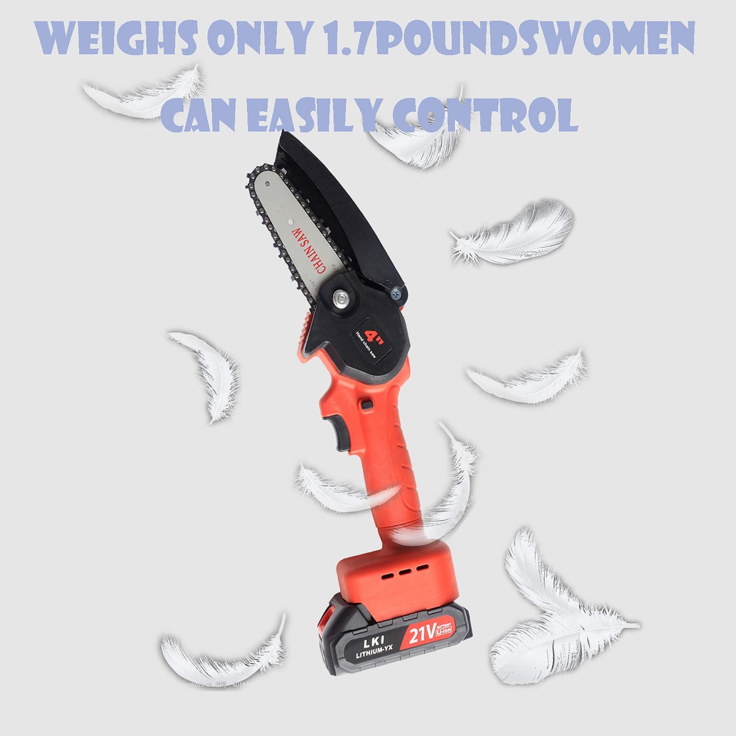 Mini Chainsaw Cordless 4inch 21V Battery Electric Portable One-Hand Handheld Chainsaw with Security Lock, Rechargeable Chainsaw Kit for Tree Trimming Branch TEEGANDER