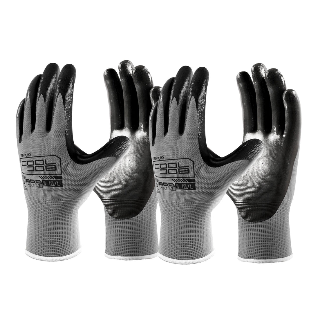 COOLJOB 10/20/60 Pairs Nitrile Dipped Safety Work Gloves with Grip, Non-slip Rubber Coated Bulk Garden Gloves（Grey） COOLJOB