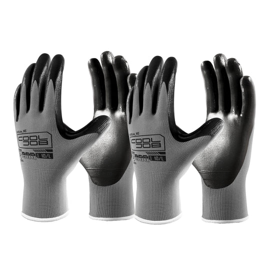 COOLJOB 10/20/60 Pairs Nitrile Dipped Safety Work Gloves with Grip, Non-slip Rubber Coated Bulk Garden Gloves（Grey） COOLJOB