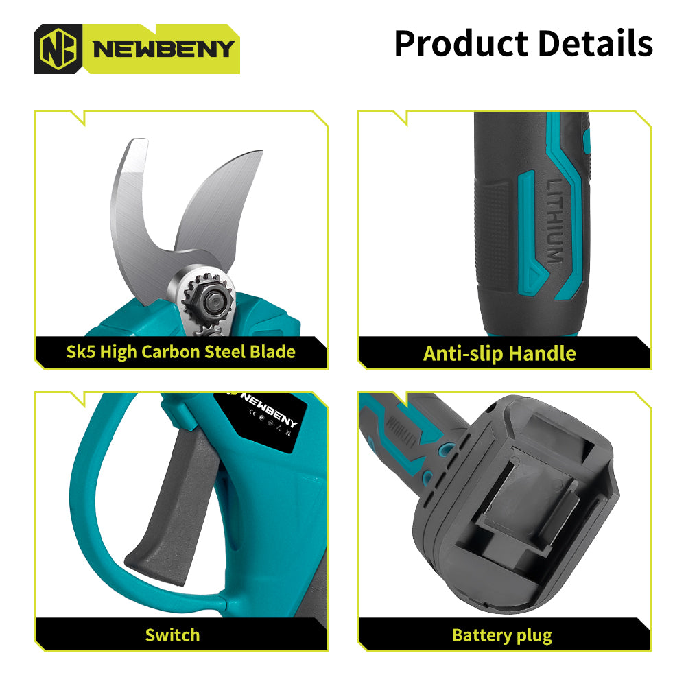 NewBeny Cordless 6" Chainsaw & 25mm Pruning Shears Combo Kit With 2 Batteries and Charger NEWBENY