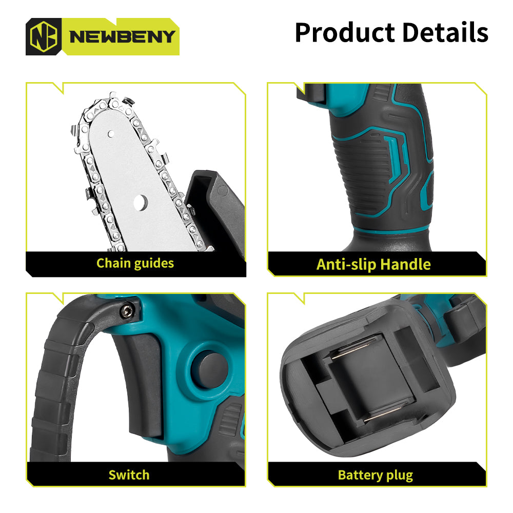 NewBeny Cordless 6" Chainsaw & 25mm Pruning Shears Combo Kit With 2 Batteries and Charger NEWBENY