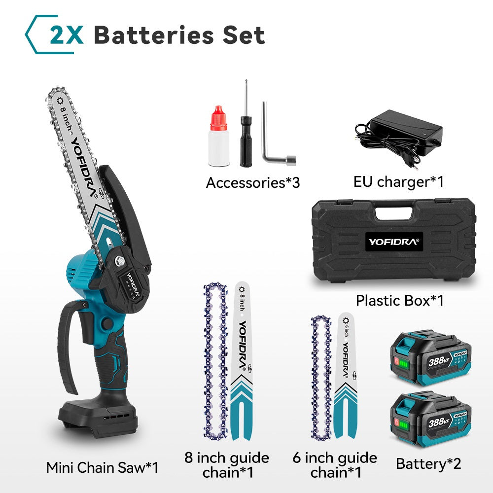 NewBeny 8 Inch & 6 Inch Brushless Cordless Chainsaw With 2 Batteries & Charger & Case NEWBENY