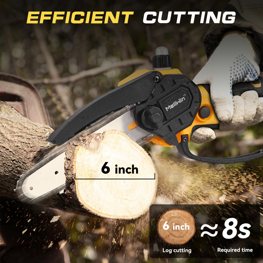 NewBeny 6 Inch Cordless Chainsaw With Extra Chains [2 batteries and a charger included] NEWBENY