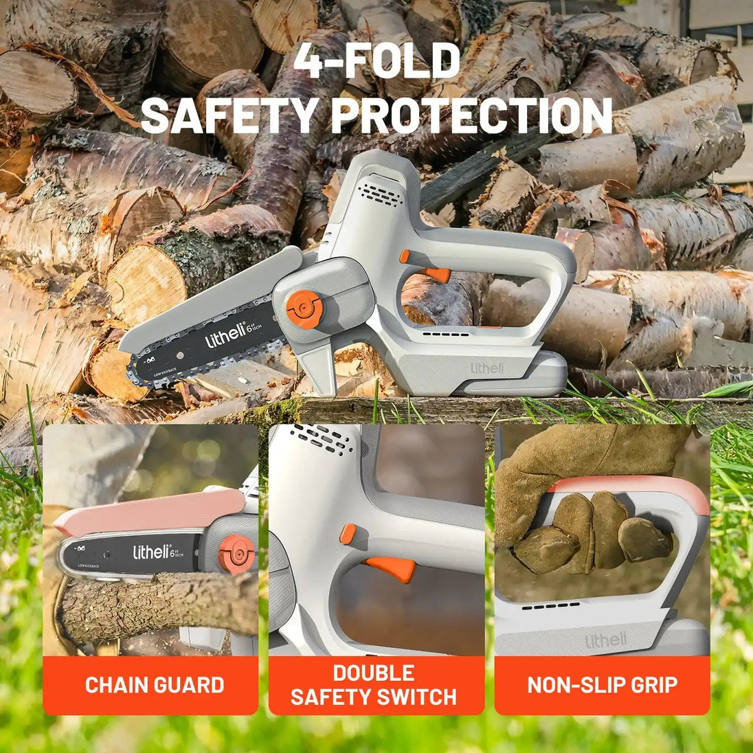 Litheli 6-Inch Cordless Mini Chainsaw | with 2.0Ah Battery Options Litheli