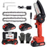 Mini Chainsaw Cordless 4inch 21V Battery Electric Portable One-Hand Handheld Chainsaw with Security Lock, Rechargeable Chainsaw Kit for Tree Trimming Branch TEEGANDER