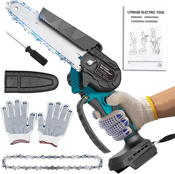 Mini Chainsaw for M-akita 18V Battery, 600 W Brushless Chainsaw Electric 6 Inches, Battery Chainsaws Hand Chainsaw for Garden Shears, Wood Cutting（No Battery） Edtran