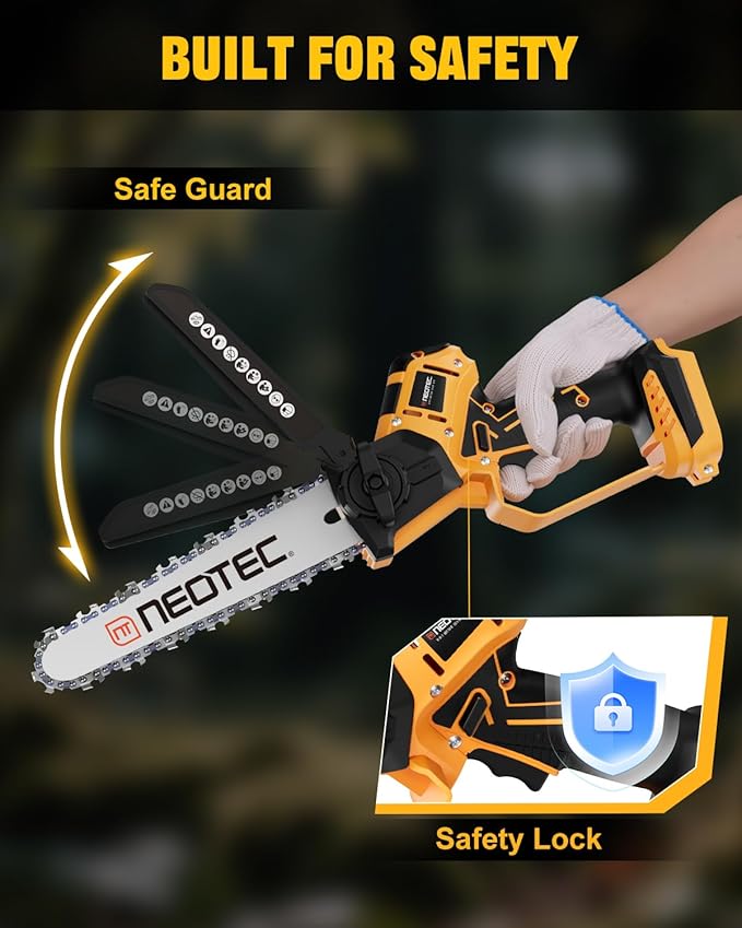 Mini Chainsaw Cordless Fit for Dewalt Battery 20V MAX, NEOTEC 6 Inch & 8 Inch electric Chainsaw with Auto Oiler & Tool-Free Tensioner, Brushless Saw for Tree Trimming,Branch Pruning (NO Battery) NEOTEC
